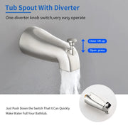 2-Handle Bath and Shower Trim Kit with Diverter Tub Spout 6-Setting Tub Shower Faucet with Valve In Matte Black, Brushed Nickel, Brushed Gold 2-handle-bath-and-shower-trim-kit-with-diverter-tub-spout-6-setting-tub-shower-faucet-with-valve-in-matte-black-brushed-nickel-brushed-gold 