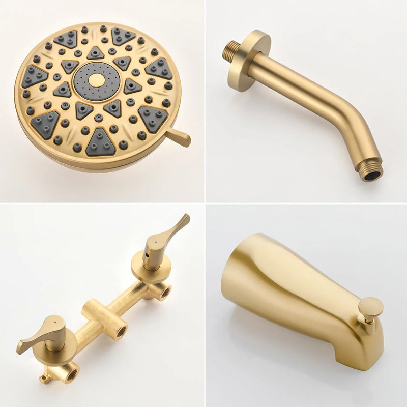 2-Handle Bath and Shower Trim Kit with Diverter Tub Spout 6-Setting Tub Shower Faucet with Valve In Matte Black, Brushed Nickel, Brushed Gold 2-handle-bath-and-shower-trim-kit-with-diverter-tub-spout-6-setting-tub-shower-faucet-with-valve-in-matte-black-brushed-nickel-brushed-gold 
