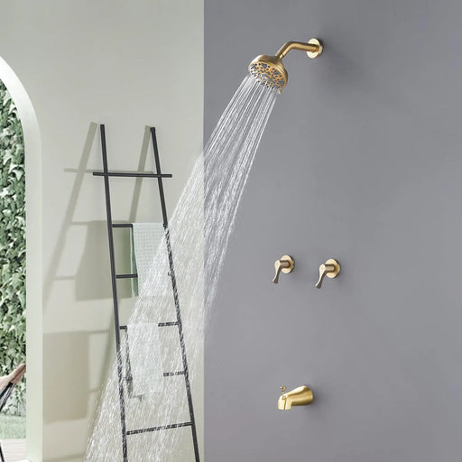 2-Handle Bath and Shower Trim Kit with Diverter Tub Spout 6-Setting Tub Shower Faucet with Valve In Matte Black, Brushed Nickel, Brushed Gold 2-handle-bath-and-shower-trim-kit-with-diverter-tub-spout-6-setting-tub-shower-faucet-with-valve-in-matte-black-brushed-nickel-brushed-gold 