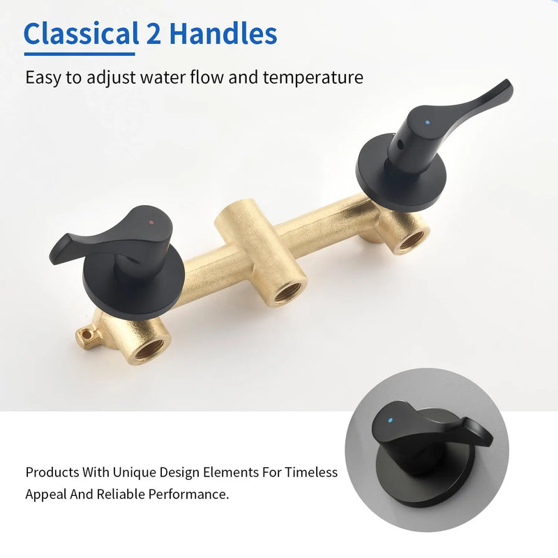 2-Handle Bath and Shower Trim Kit with Diverter Tub Spout 6-Setting Tub Shower Faucet with Valve In Matte Black, Brushed Nickel, Brushed Gold 2-handle-bath-and-shower-trim-kit-with-diverter-tub-spout-6-setting-tub-shower-faucet-with-valve-in-matte-black-brushed-nickel-brushed-gold 