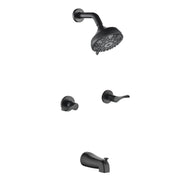 2-Handle Bath and Shower Trim Kit with Diverter Tub Spout 6-Setting Tub Shower Faucet with Valve In Matte Black, Brushed Nickel, Brushed Gold 2-handle-bath-and-shower-trim-kit-with-diverter-tub-spout-6-setting-tub-shower-faucet-with-valve-in-matte-black-brushed-nickel-brushed-gold Matte Black / Brass & SUS304 & ABS / 17.3*10.1.5.4 inches