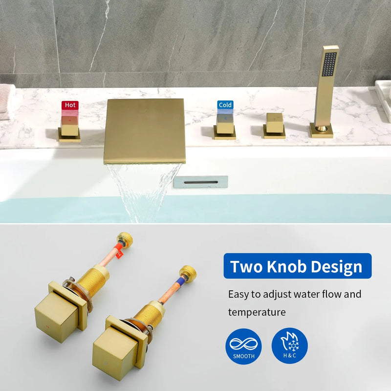 2-Handle Widespread Bath Tub Mixer Deck Mouted 5-Piece Roman Waterfall Tub Filler with Pull-Out Handheld Shower 3-handle-widespread-bath-tub-mixer-deck-mouted-5-piece-roman-waterfall-tub-filler-with-handheld-shower 