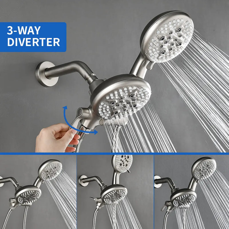 2-Head Shower Trim Kit with 5-Setting Handheld Sprayer and Cross Handle in Matte Black | Brushed Nickel | Brushed Gold 2-head-shower-trim-kit-with-5-setting-handheld-sprayer-and-cross-handle-in-matte-black-brushed-nickel-brushed-gold 