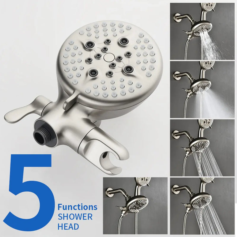2-Head Shower Trim Kit with 5-Setting Handheld Sprayer and Cross Handle in Matte Black | Brushed Nickel | Brushed Gold 2-head-shower-trim-kit-with-5-setting-handheld-sprayer-and-cross-handle-in-matte-black-brushed-nickel-brushed-gold 