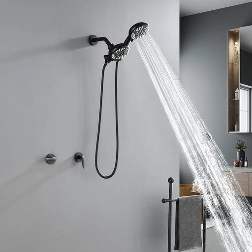 2-Head Shower Trim Kit with 5-Setting Handheld Sprayer and Cross Handle in Matte Black | Brushed Nickel | Brushed Gold 2-head-shower-trim-kit-with-5-setting-handheld-sprayer-and-cross-handle-in-matte-black-brushed-nickel-brushed-gold 