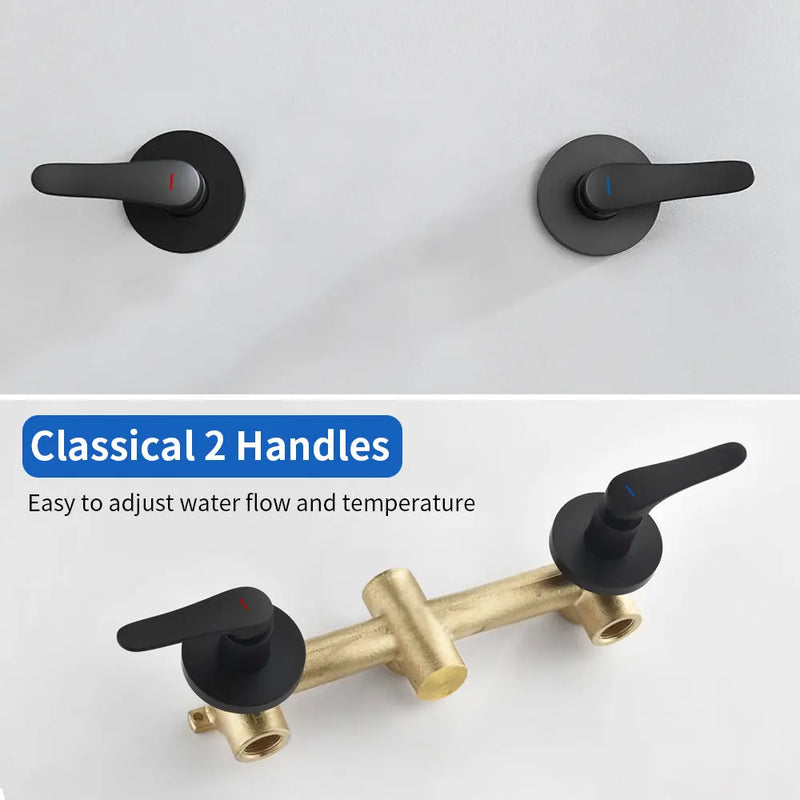 2-Head Shower Trim Kit with 5-Setting Handheld Sprayer and Cross Handle in Matte Black | Brushed Nickel | Brushed Gold 2-head-shower-trim-kit-with-5-setting-handheld-sprayer-and-cross-handle-in-matte-black-brushed-nickel-brushed-gold 