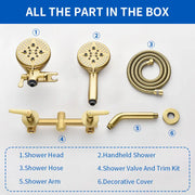 2-Head Shower Trim Kit with 5-Setting Handheld Sprayer and Cross Handle in Matte Black | Brushed Nickel | Brushed Gold 2-head-shower-trim-kit-with-5-setting-handheld-sprayer-and-cross-handle-in-matte-black-brushed-nickel-brushed-gold 