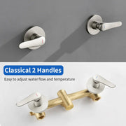 2-Head Shower Trim Kit with 5-Setting Handheld Sprayer and Cross Handle in Matte Black | Brushed Nickel | Brushed Gold 2-head-shower-trim-kit-with-5-setting-handheld-sprayer-and-cross-handle-in-matte-black-brushed-nickel-brushed-gold 
