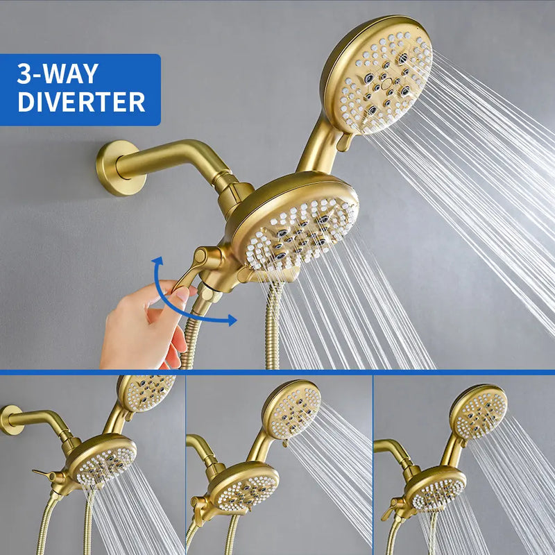 2-Head Shower Trim Kit with 5-Setting Handheld Sprayer and Cross Handle in Matte Black | Brushed Nickel | Brushed Gold 2-head-shower-trim-kit-with-5-setting-handheld-sprayer-and-cross-handle-in-matte-black-brushed-nickel-brushed-gold 