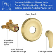 2-In-1 Rain Shower Heads System Single-Handle 6 Modes Shower Trim Kit with Dual Shower Head 4.7 Inch in Matte Black, Brushed Nickel, Brushed Gold 2-in-1-rain-shower-heads-system-single-handle-6-modes-shower-trim-kit-with-dual-shower-head-4-7-inch-in-matte-black-brushed-nickel-brushed-gold 