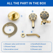 2-In-1 Rain Shower Heads System Single-Handle 6 Modes Shower Trim Kit with Dual Shower Head 4.7 Inch in Matte Black, Brushed Nickel, Brushed Gold 2-in-1-rain-shower-heads-system-single-handle-6-modes-shower-trim-kit-with-dual-shower-head-4-7-inch-in-matte-black-brushed-nickel-brushed-gold 