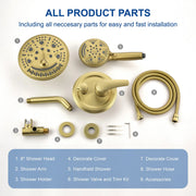 2-Way Shower Faucet Set 8 Inch ABS 6-Setting Head Shower System with 9-Spray Round Hand Shower 2-way-8-inch-abs-6-setting-head-shower-system-with-9-functions-hand-shower 