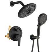 2-Way Shower Faucet Set 8 Inch ABS 6-Setting Head Shower System with 9-Spray Round Hand Shower 2-way-8-inch-abs-6-setting-head-shower-system-with-9-functions-hand-shower Matte Black / Brass & SUS304 & ABS / 17.7*12.6*5.7 inches