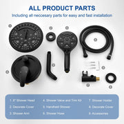2-Way Shower Faucet Set 8 Inch ABS 6-Setting Head Shower System with 9-Spray Round Hand Shower 2-way-8-inch-abs-6-setting-head-shower-system-with-9-functions-hand-shower 