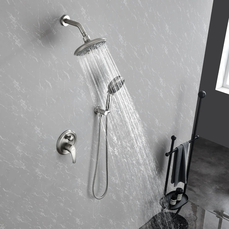 2-Way Shower Faucet Set 8 Inch ABS 6-Setting Head Shower System with 9-Spray Round Hand Shower 2-way-8-inch-abs-6-setting-head-shower-system-with-9-functions-hand-shower 