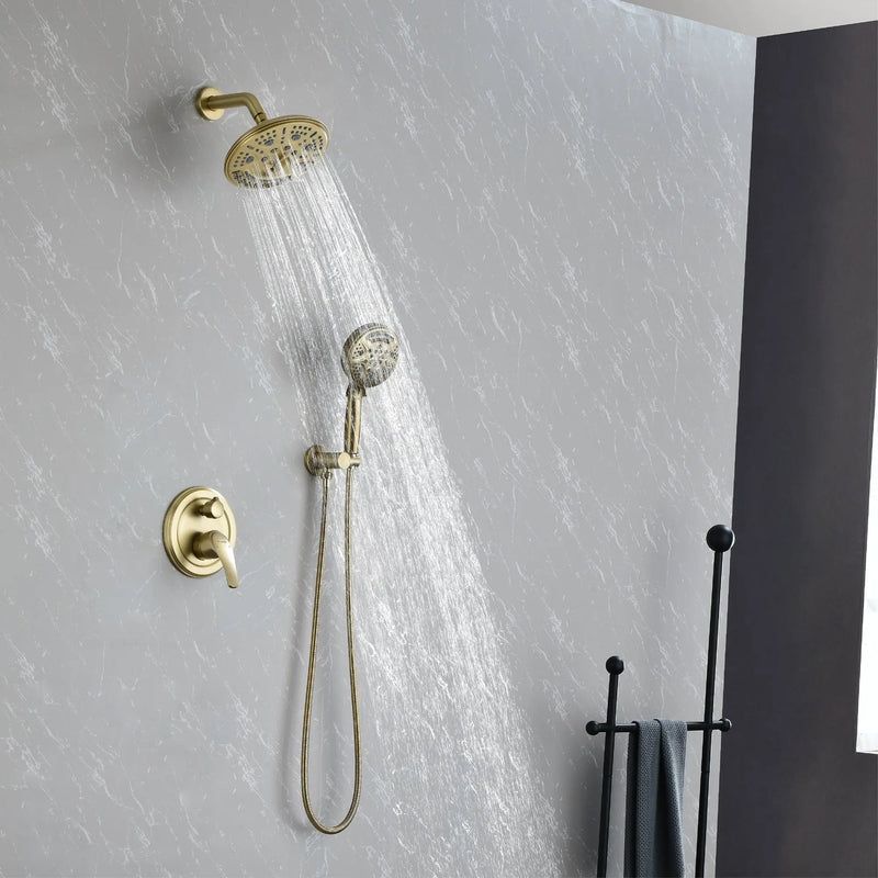 2-Way Shower Faucet Set 8 Inch ABS 6-Setting Head Shower System with 9-Spray Round Hand Shower 2-way-8-inch-abs-6-setting-head-shower-system-with-9-functions-hand-shower 