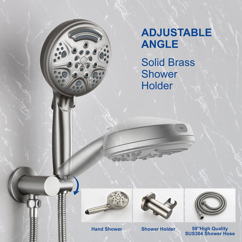 2-Way Shower Faucet Set 8 Inch ABS 6-Setting Head Shower System with 9-Spray Round Hand Shower 2-way-8-inch-abs-6-setting-head-shower-system-with-9-functions-hand-shower 