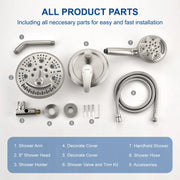 2-Way Shower Faucet Set 8 Inch ABS 6-Setting Head Shower System with 9-Spray Round Hand Shower 2-way-8-inch-abs-6-setting-head-shower-system-with-9-functions-hand-shower 