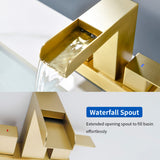 4 Inch Centerset Double Handles Deck Mount Waterfall Lavatory Faucet Mixer Tap with Pop up Drain