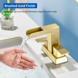 4 Inch Centerset Double Handles Deck Mount Waterfall Lavatory Faucet Mixer Tap with Pop up Drain