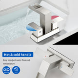 4 Inch Centerset Double Handles Deck Mount Waterfall Lavatory Faucet Mixer Tap with Pop up Drain