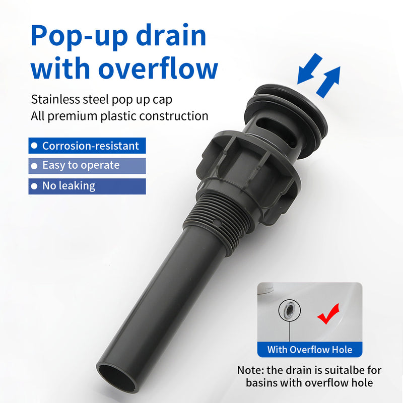 Centerset Bathroom Sink Faucet 1.2 GPM, Waterfall 4 Inch Bathroom Vanity Faucet for Basin with Pop-Up Drain and Hose