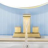 Centerset Bathroom Sink Faucet 1.2 GPM, Waterfall 4 Inch Bathroom Vanity Faucet for Basin with Pop-Up Drain and Hose