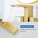 Centerset Bathroom Sink Faucet 1.2 GPM, Waterfall 4 Inch Bathroom Vanity Faucet for Basin with Pop-Up Drain and Hose