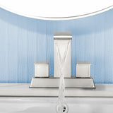 Centerset Bathroom Sink Faucet 1.2 GPM, Waterfall 4 Inch Bathroom Vanity Faucet for Basin with Pop-Up Drain and Hose