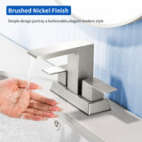 Centerset Bathroom Sink Faucet 1.2 GPM, Waterfall 4 Inch Bathroom Vanity Faucet for Basin with Pop-Up Drain and Hose