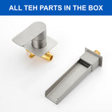 Wall Mount Tub Filler Waterfall Bathtub Faucet High Flow Bath Filler Faucet with Extra Long Spout Bathroom Faucets with Rough-in Valve Trim kit