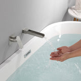 Wall Mount Tub Filler Waterfall Bathtub Faucet High Flow Bath Filler Faucet with Extra Long Spout Bathroom Faucets with Rough-in Valve Trim kit