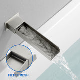 Wall Mount Tub Filler Waterfall Bathtub Faucet High Flow Bath Filler Faucet with Extra Long Spout Bathroom Faucets with Rough-in Valve Trim kit