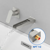 Wall Mount Tub Filler Waterfall Bathtub Faucet High Flow Bath Filler Faucet with Extra Long Spout Bathroom Faucets with Rough-in Valve Trim kit