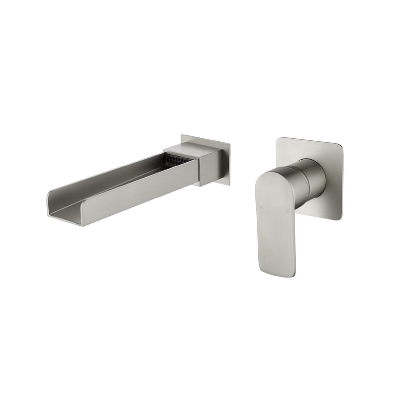 Wall Mount Tub Filler Waterfall Bathtub Faucet High Flow Bath Filler Faucet with Extra Long Spout Bathroom Faucets with Rough-in Valve Trim kit