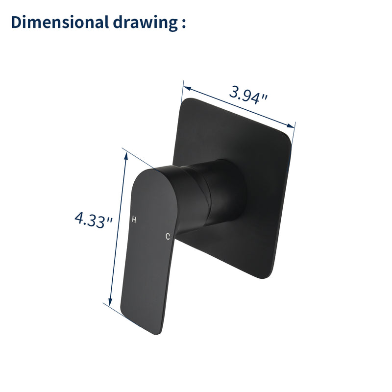 Single Function Square Shower Valve Faucet Diverter Control Single Handle Hot and Cold Water Mixer Shower Valve