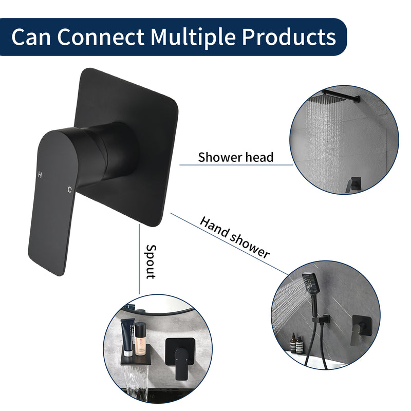 Single Function Square Shower Valve Faucet Diverter Control Single Handle Hot and Cold Water Mixer Shower Valve