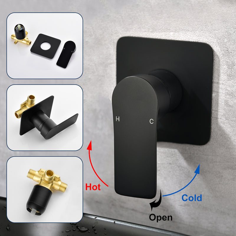 Single Function Square Shower Valve Faucet Diverter Control Single Handle Hot and Cold Water Mixer Shower Valve