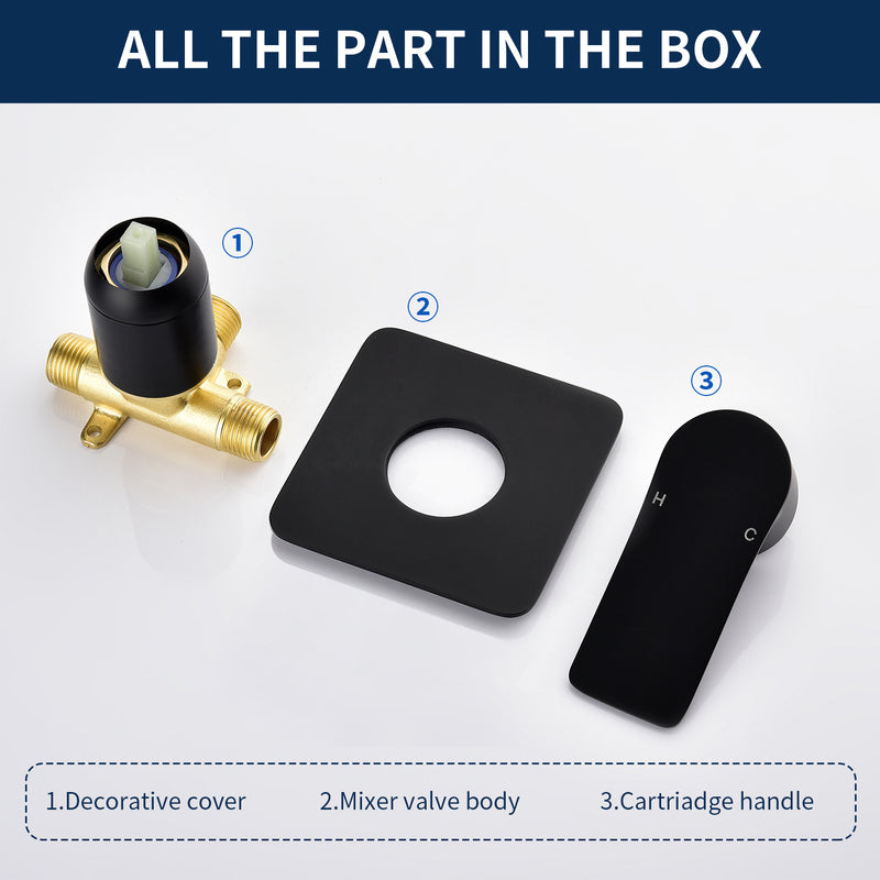 Single Function Square Shower Valve Faucet Diverter Control Single Handle Hot and Cold Water Mixer Shower Valve