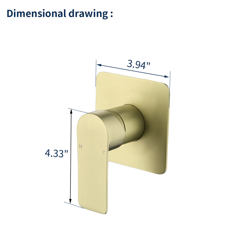 Single Function Square Shower Valve Faucet Diverter Control Single Handle Hot and Cold Water Mixer Shower Valve