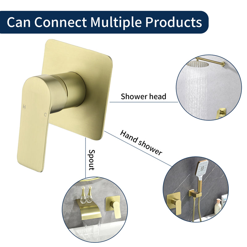 Single Function Square Shower Valve Faucet Diverter Control Single Handle Hot and Cold Water Mixer Shower Valve