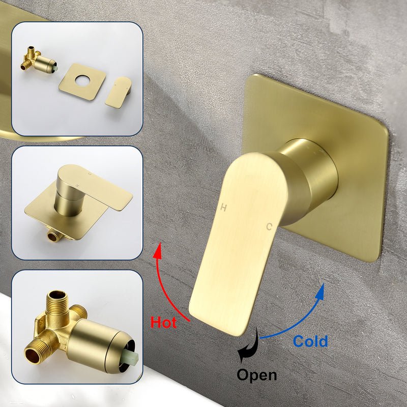 Single Function Square Shower Valve Faucet Diverter Control Single Handle Hot and Cold Water Mixer Shower Valve