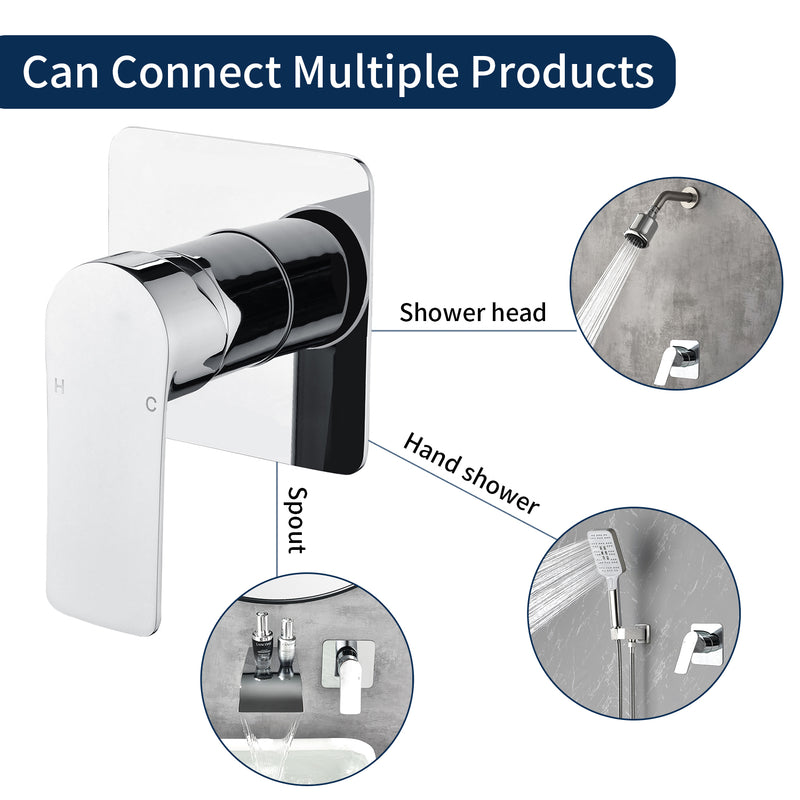 Single Function Square Shower Valve Faucet Diverter Control Single Handle Hot and Cold Water Mixer Shower Valve