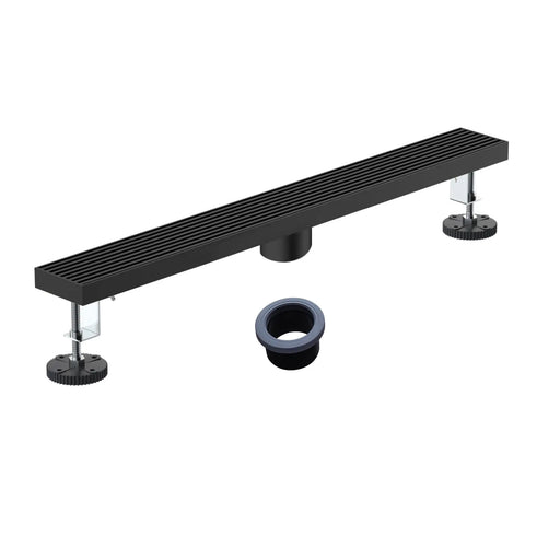 24 Inch Linear Shower Drain with Flange Stainless Steel Long Floor Drain for Bathroom 24-inch-linear-shower-drain-with-flange-stainless-steel-long-floor-drain-for-bathroom Matte Black / SUS304 / 24-inch