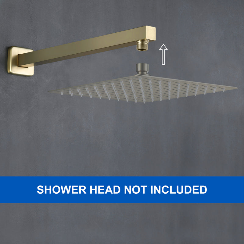 16-Inch SUS304 Shower Extension Arm, Universal Shower Straight Wall Mount Shower Arm with Flange for 10"/12" Bathroom Rainfall Showerhead - Matte Black, Brushed Nickel, Brushed Gold