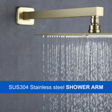 16-Inch SUS304 Shower Extension Arm, Universal Shower Straight Wall Mount Shower Arm with Flange for 10"/12" Bathroom Rainfall Showerhead - Matte Black, Brushed Nickel, Brushed Gold