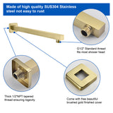 16-Inch SUS304 Shower Extension Arm, Universal Shower Straight Wall Mount Shower Arm with Flange for 10"/12" Bathroom Rainfall Showerhead - Matte Black, Brushed Nickel, Brushed Gold