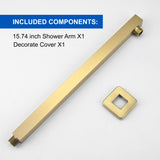 16-Inch SUS304 Shower Extension Arm, Universal Shower Straight Wall Mount Shower Arm with Flange for 10"/12" Bathroom Rainfall Showerhead - Matte Black, Brushed Nickel, Brushed Gold