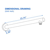 15.7-Inch In Wall Round Shower Arm 90 Degree with Flange in Matte Black | Brushed Nickel | Brushed Gold