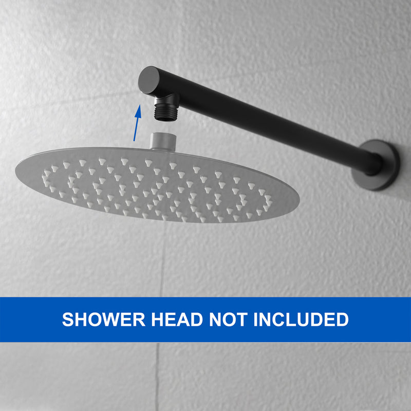 15.7-Inch In Wall Round Shower Arm 90 Degree with Flange in Matte Black | Brushed Nickel | Brushed Gold
